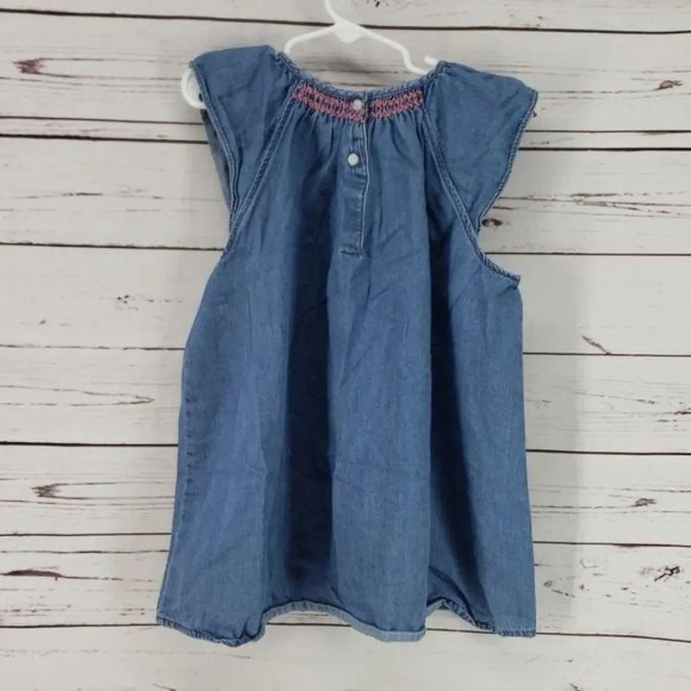 OshKosh BGosh sz 12 denim blue‎ Shirt sleeveless peasant